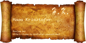 Haas Krisztofer névjegykártya